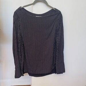 Striped Navy Long-Sleeve Boatneck Top